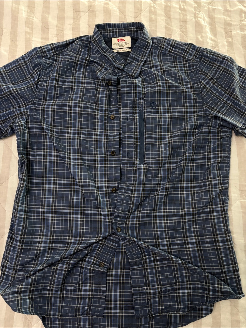 Fjallraven Blue Plaid Short-Sleeve Button-Down Shirt